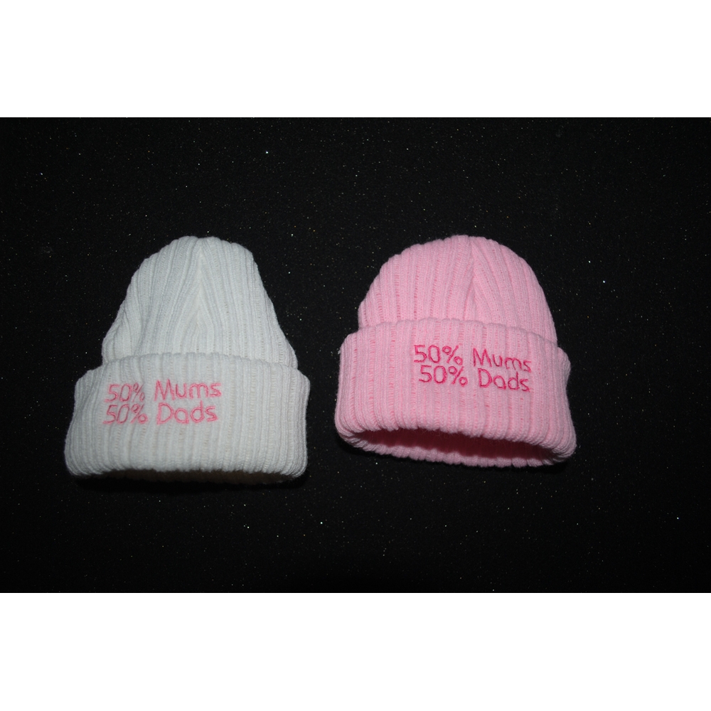 50% Mums 50% Dads Beanie Hat- Newborn Pink 50% Mums 50% Dads Beanie Hat- Newborn Pink