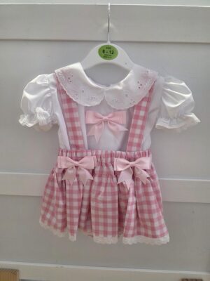 Baby Girls Pink Gingham Dress Set