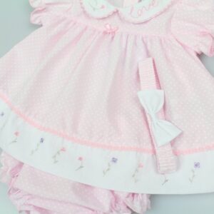 Baby Girls Dress, Pant & Headband Set- White (Copy)