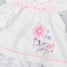 Baby Girls Dress, Pant & Headband Set- White