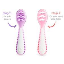 Munchkin Gentle Dip Multistage First Spoons 3pk- Pink/purple Munchkin Gentle Dip Multistage First Spoons 3pk- Pink/purple