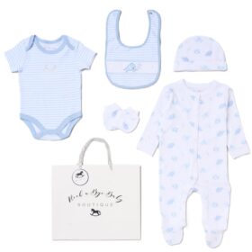Baby Boys Elephant 6 Piece Mesh Bag Gift Set