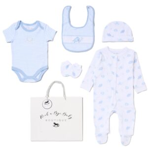 Baby Boys Elephant 6 Piece Mesh Bag Gift Set