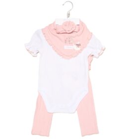 Baby Girls Dusty Pink 4pc Ribbed Outfit