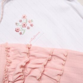 Baby Girls Dusty Pink 4pc Ribbed Outfit