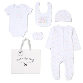 Baby Girls 6 Piece Mesh Bag Gift Set- Best Little Sister