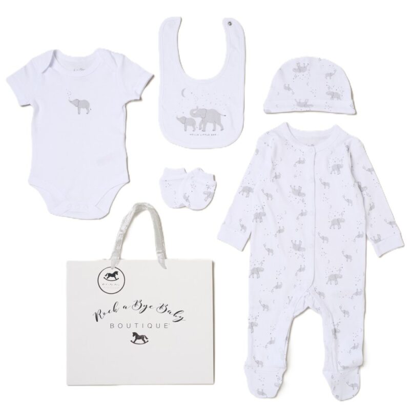 Baby Unisex Elephant 6 Piece Mesh Bag Gift Set