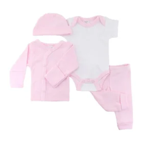 Premature Baby Girls Pink 4pc Set