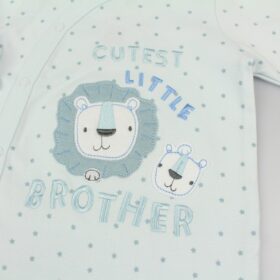 Baby “cutest Little Brother” Cotton Sleepsuit