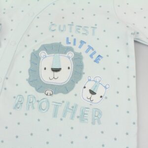 Baby "cutest Little Brother" Cotton Sleepsuit