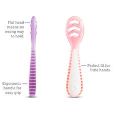 Munchkin Gentle Dip Multistage First Spoons 3pk- Pink/purple Munchkin Gentle Dip Multistage First Spoons 3pk- Pink/purple