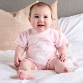 Pink Bunny Knitted Romper
