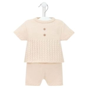 Taupe Boys Knitted Top & Shorts