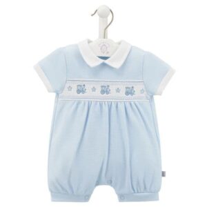 Baby Boys Smocked Romper- Trains