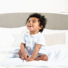 Baby Boys Smocked Romper- Trains