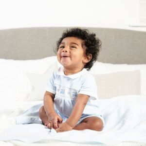 Baby Boys Smocked Romper- Trains