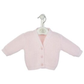 Pink Ribbed Knitted Baby Cardigans