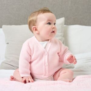 Pink Ribbed Knitted Baby Cardigans