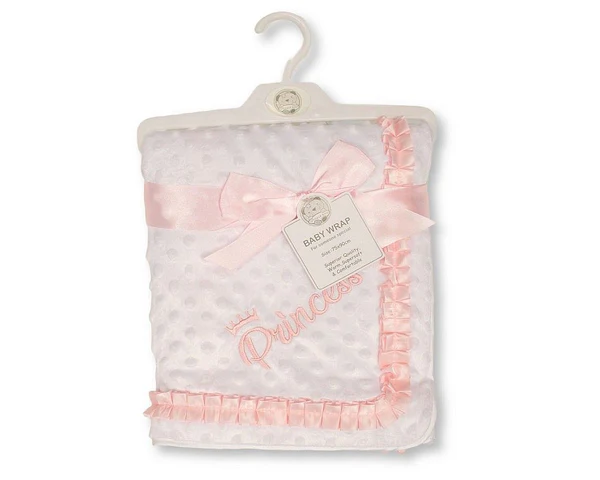 Pink Velour Bubble Baby Wrap With Lace - Princess Pink Velour Bubble Baby Wrap With Lace - Princess