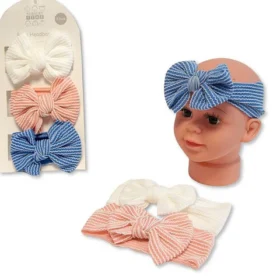 Baby Girls 3pk Headbands With Bow Set – 3 Colours