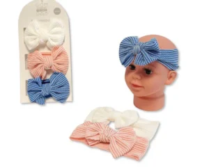 Baby Girls 3pk Headbands With Bow Set - 3 Colours