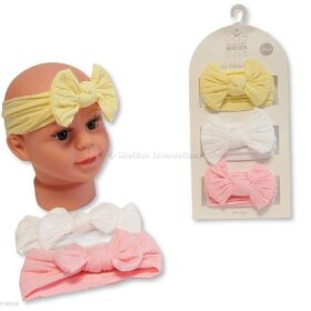 Baby Girls 3 Headbands With Bow Set - 3 Colours
