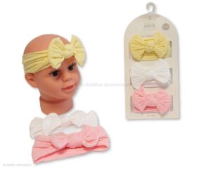 Baby Girls 3 Headbands With Bow Set - 3 Colours