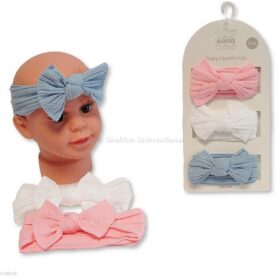 Baby Girls 3 Headbands With Bow Set – 3 Colours (Copy)