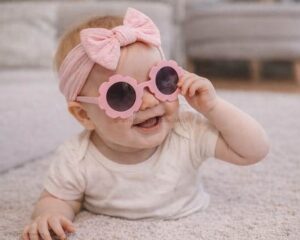 Baby Girls Headband With Bow And Sunglasses Set - Pink