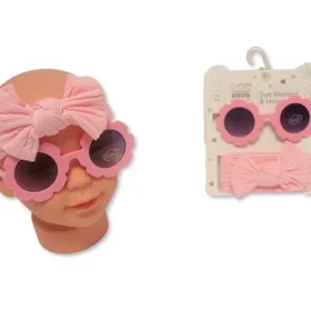 Baby Girls Headband With Bow And Sunglasses Set – White (Copy)