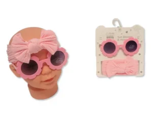 Baby Girls Headband With Bow And Sunglasses Set - White (Copy)