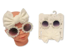 Baby Girls Headband With Bow And Sunglasses Set - Blue (Copy)
