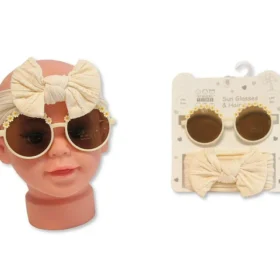 Baby Girls Headband With Bow And Sunglasses Set - Pink (Copy)