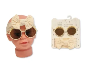 Baby Girls Headband With Bow And Sunglasses Set - Pink (Copy)