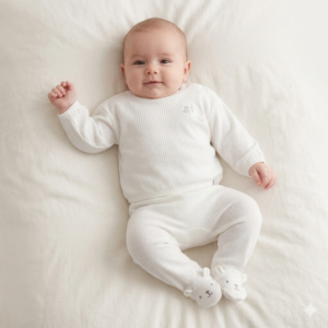 Baby Stork Ribbed Top & Footed Pant Outfit