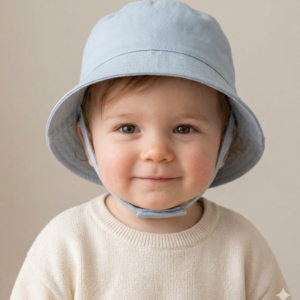 Baby Bucket Hat With Chin Strap- Grey