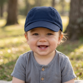 Baby Boys Plain Hard Brim Hat- Blue