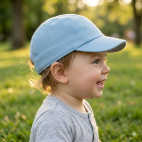 Baby Boys Plain Hard Brim Hat- Blue