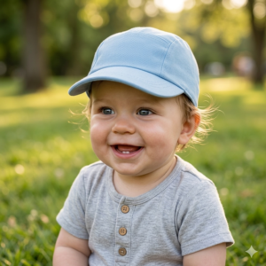 Baby Boys Plain Hard Brim Hat- Blue