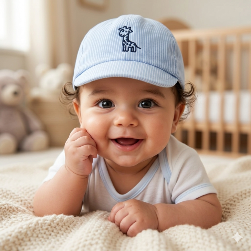 Baby Boy Giraffe Emblem Sun Cap