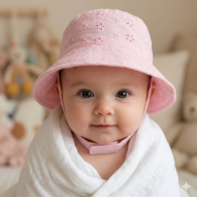 Baby Girls Flower Hat With Chin Strap (0-6 Months)