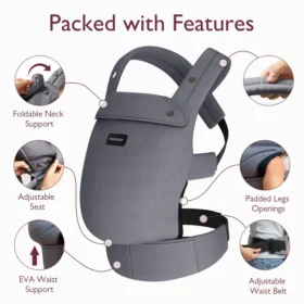 Momcozy Purehug Baby Carrier – Ergonomic Cozy & Lightweight- Grey