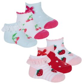 Baby Girls 3 Pack Fruity Lace Frill Trainer Socks