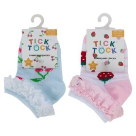 Baby Girls 3 Pack Fruity Lace Frill Trainer Socks