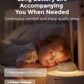 Momcozy Baby Sound Machine – Long Battery Life (Warm Light)