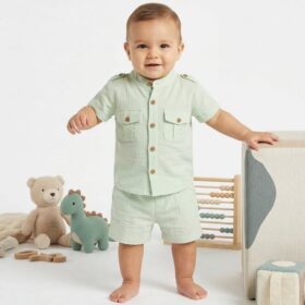Baby Boys Adorable 2pc Shirt & Shorts Set (3-18m)-Mint