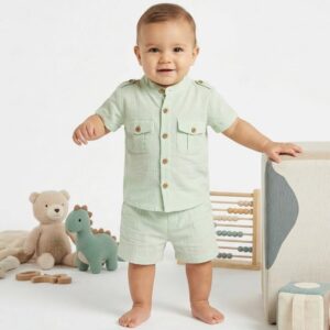 Baby Boys Adorable 2pc Shirt & Shorts Set (3-18m)-Mint