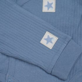 Blue Ribbed Bodysuit & Pants With Food Catcher Bib/bowl/spork (Copy)