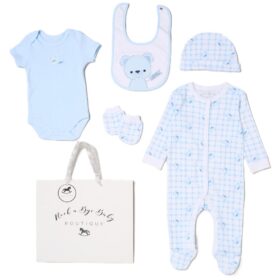 Baby Boys Bear 6 Piece Mesh Bag Gift Set