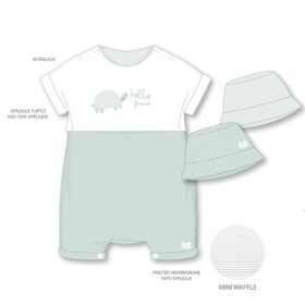 Baby Boys Waffle Fabric Romper & Hat Set (0-9 Months)